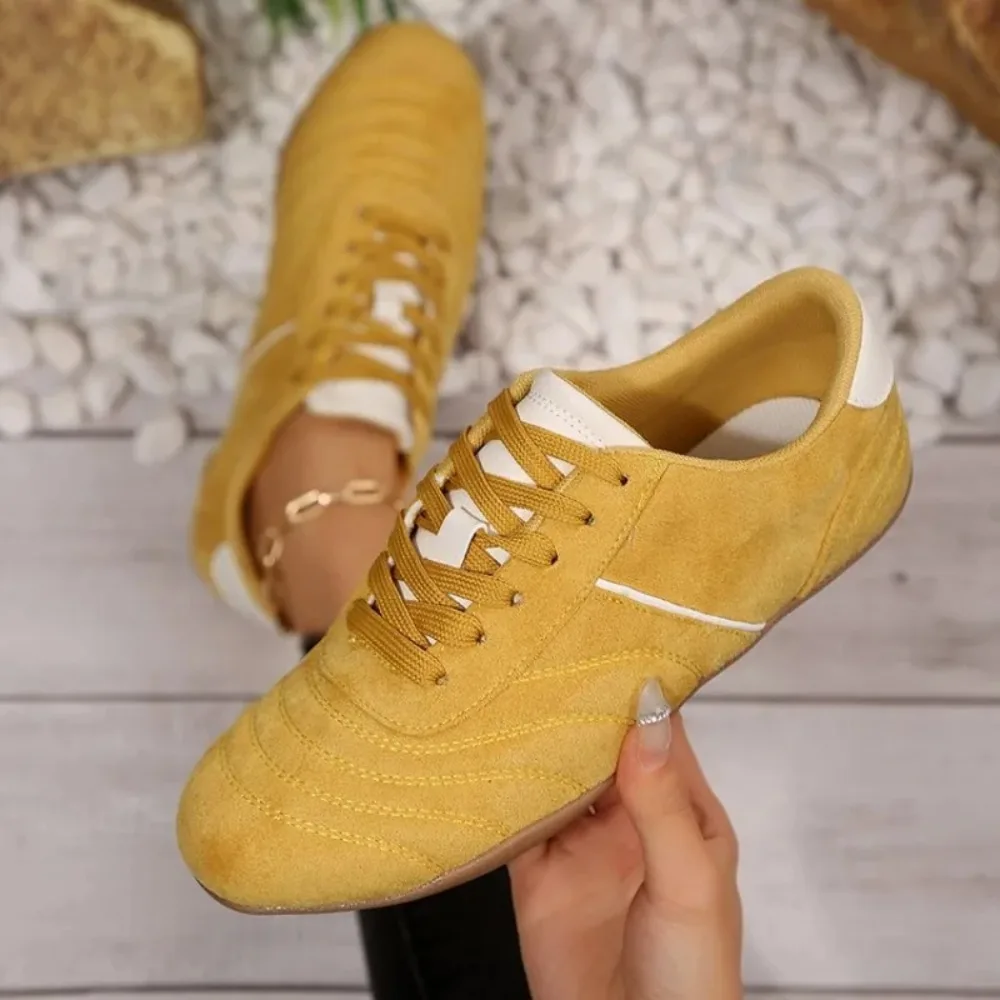 Women Natural Suede Leather Lace-up 2026 New Sneakers Round Toe Soft Comfort Casual Female Outdoor Drive/walk Shoes for Woman