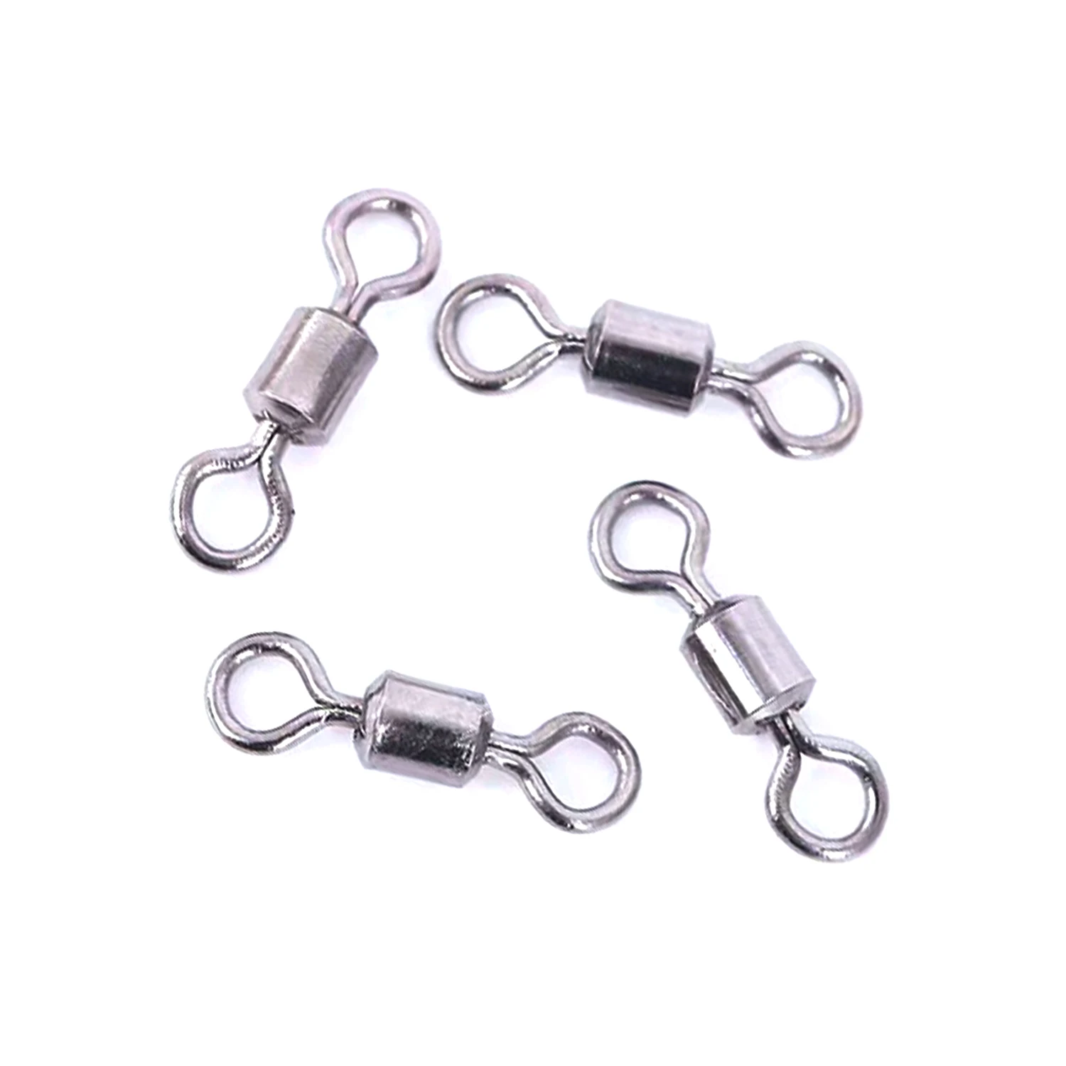100pcs Fishing Gear Fishing Swivels Rolling Swivels Stainless Steel Swivel Rings Fishhooks Lure Connector for Fishing Accessorie