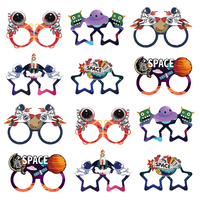 12pcs Outer Space Paper Glasses Space Birthday Decorations Astronaut Rocket Theme Eyeglasses Birthday Party Photo Booth Props