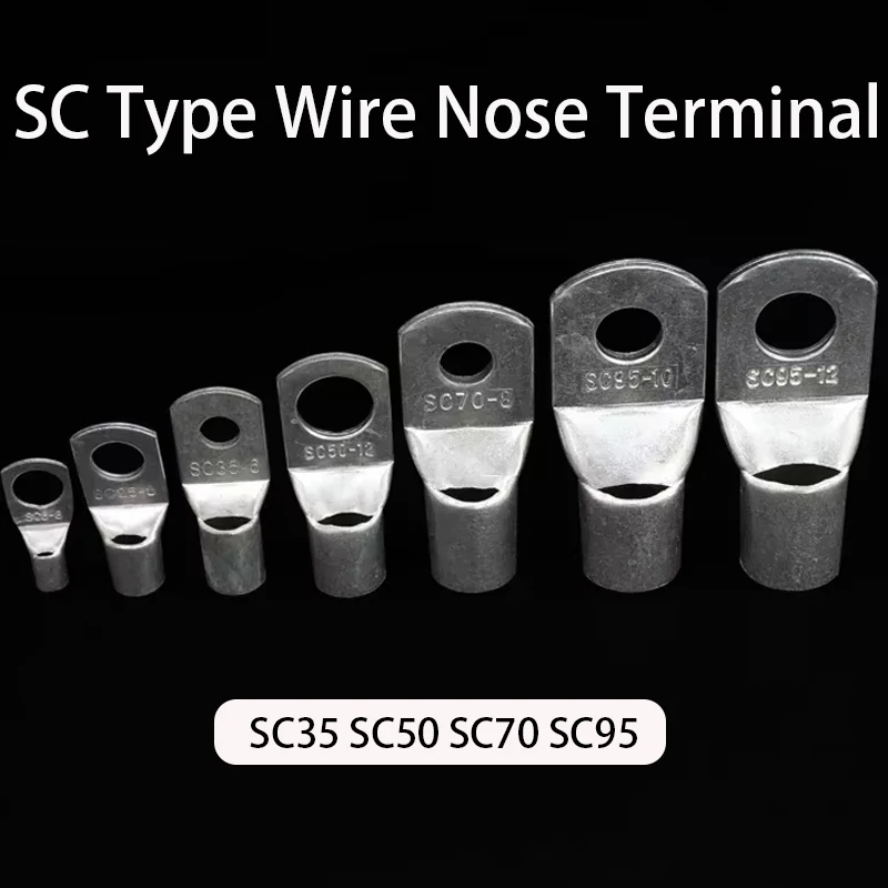 SC Type Wire Nose Terminal SC35 SC50 SC70 SC95 Bare Copper Block Lugs Hole Crimp Wire Connectors DTGA Cable End Connector