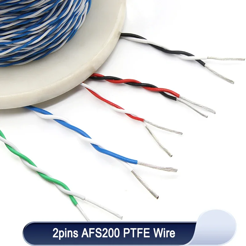 

2~10m AFS200 PTFE Wire 2pins 26/25/24/22/20/18/17/15/13AWG High Temperature DIY FEP Twised Pair Electronic Signal Copper Cable