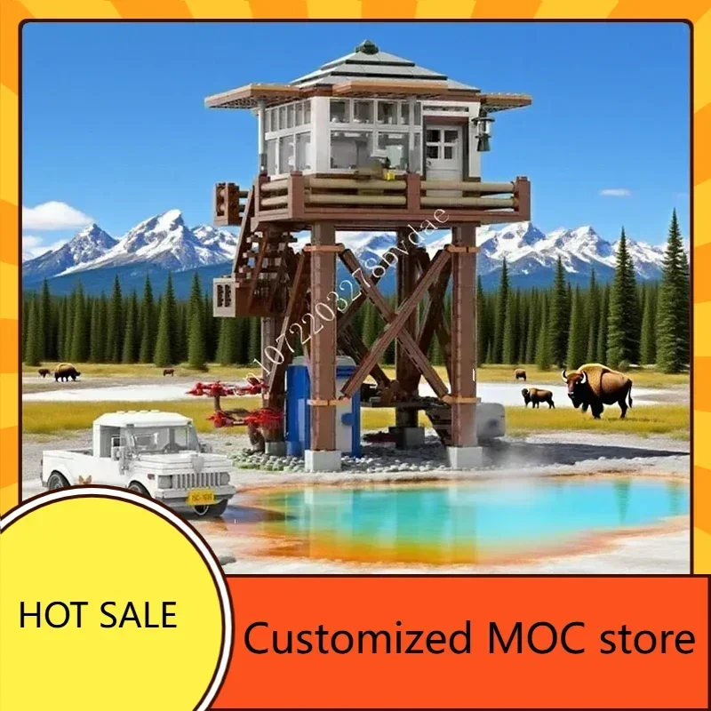 1414PCS Fire Lookout Tower MOC Puzzle StreetView CityArchitecture Holiday Creative Birthday DIY  Assembly Christmas Gift Adult