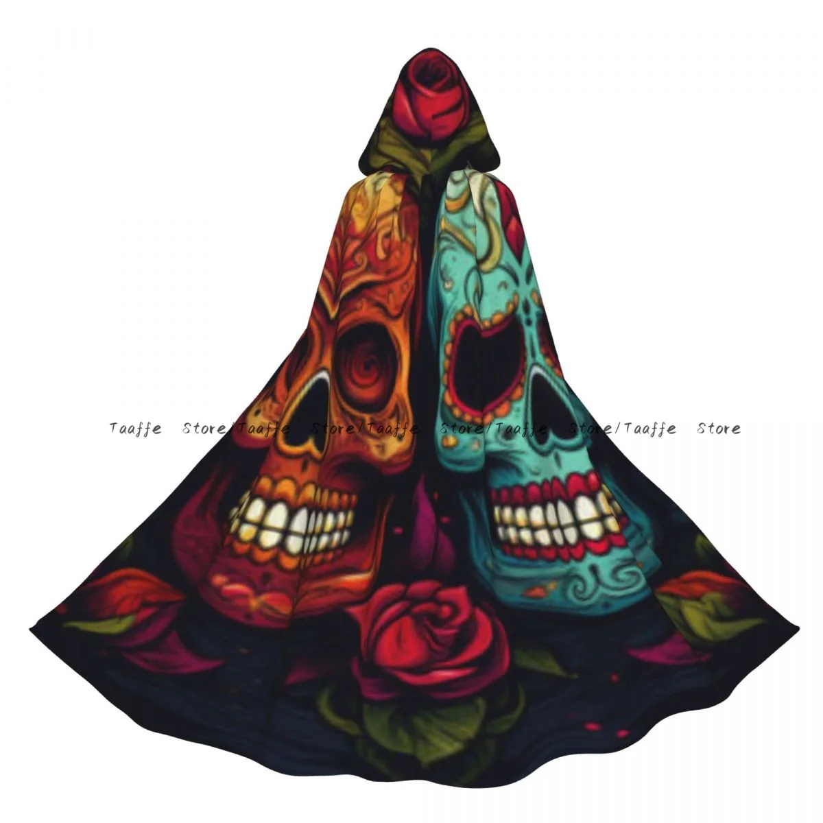 

Длинный халат ведьмы с капюшоном, плащ с черепами на Хэллоуин, костюмы для косплея для взрослых