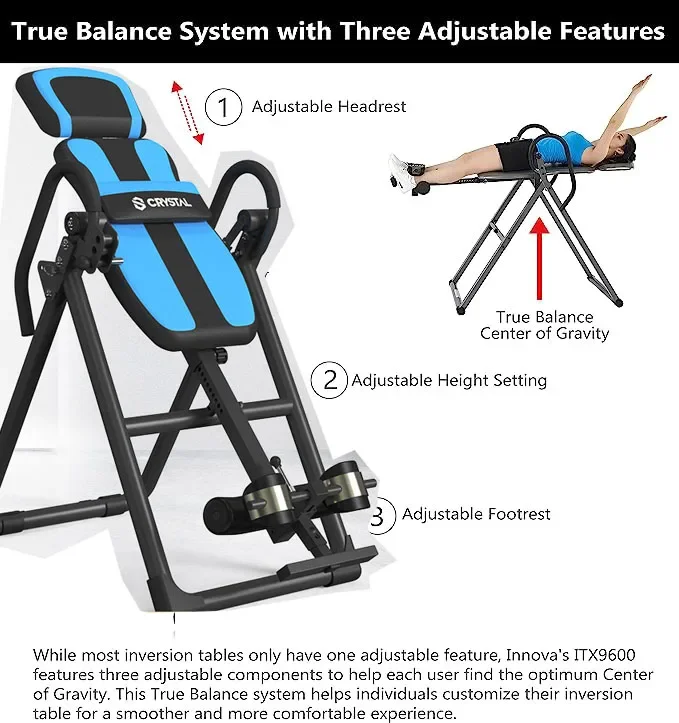 Inversion Table with Adjustable Headrest Reversible Ankle Holders and 300 lb Weight Capacity