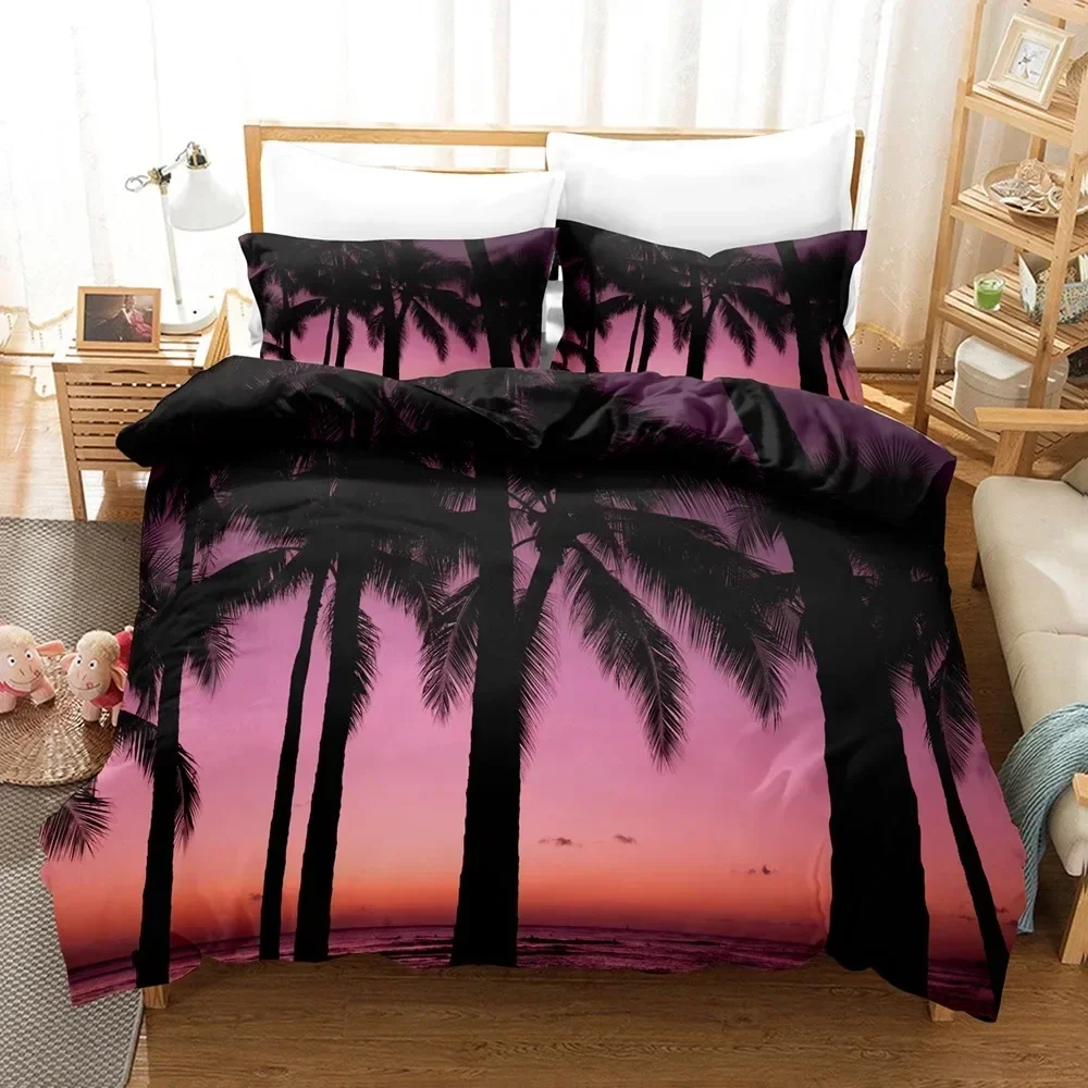 

Palm Tree Scenery Blue Sky Lake Modern Comfortable Duvet Cover Pillowcase Bedding Set Children Bedroom Decoration Home Textile