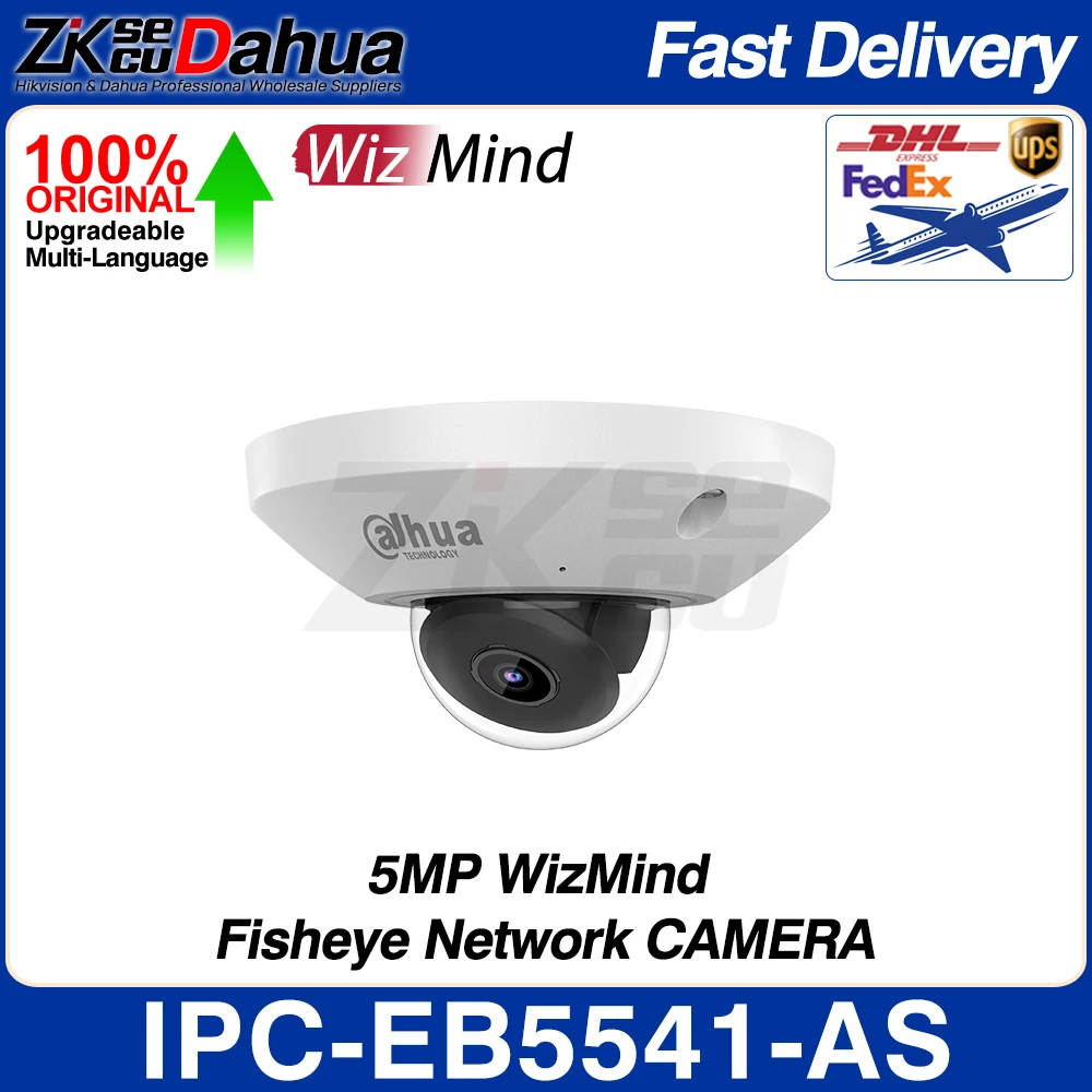 Dahua Original IPC-EB5541-AS 5MP WizMind Fisheye Network Camera Smart Event 1.4mm Audio Alarm I/O Built-in MIC SD Slot IP67 POE