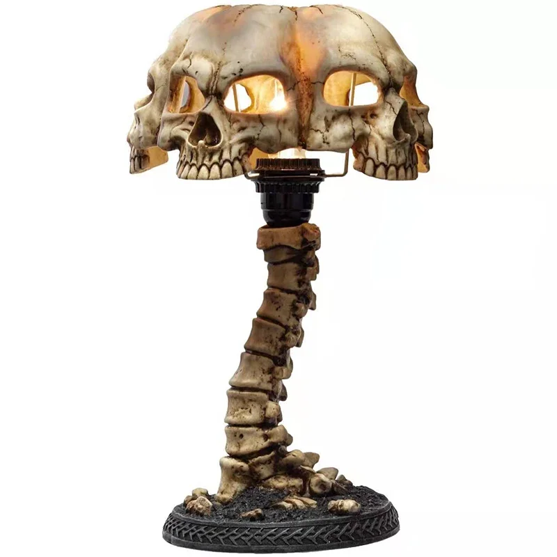 Skull Skeleton Horror Table Lamp 3D Statue Creative Party Ornament Prop Halloween Home Decoration Atmosphere Easter Night Light