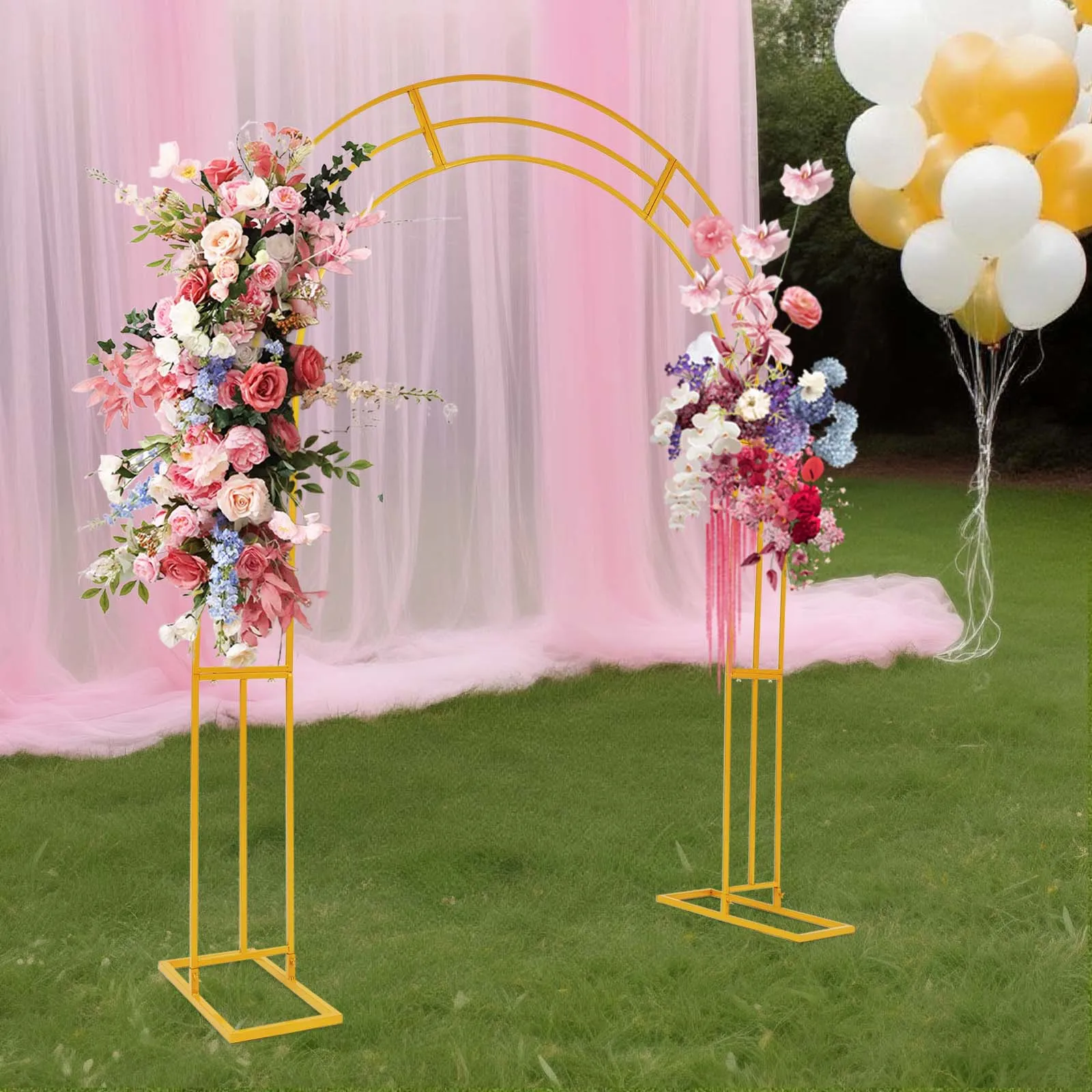 

Золотая сверхпрочная металлическая 3-х уровневая свадебная арка (8,53 фута), опоры цветов/декор из воздушных шаров для свадеб и садовых вечеринок