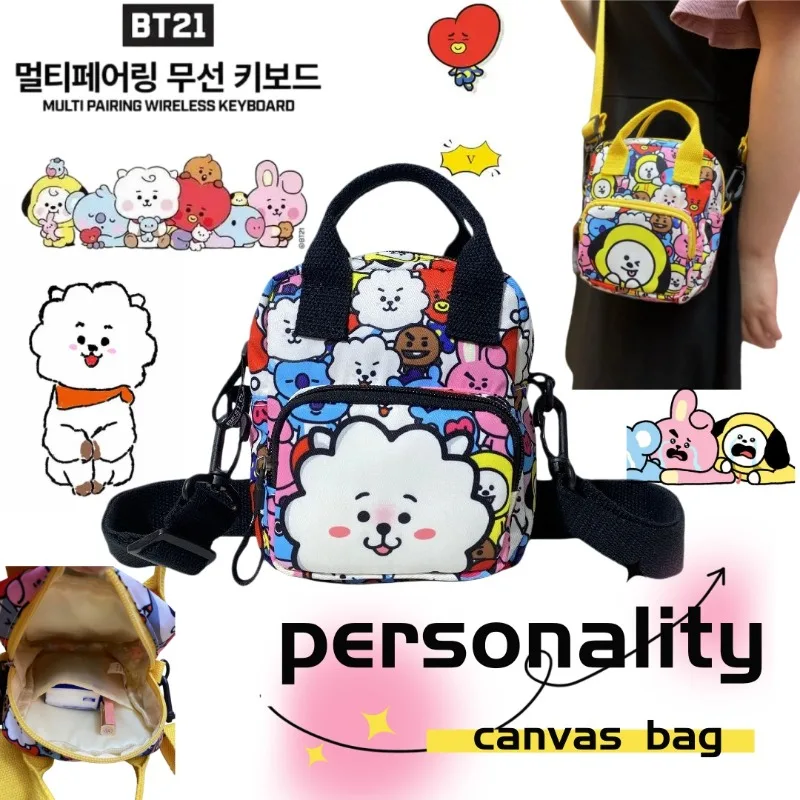 

BT21 canvas bag, cute and fashionable cartoon personality creative kawaii crossbody shoulder bag, birthday gift for friends