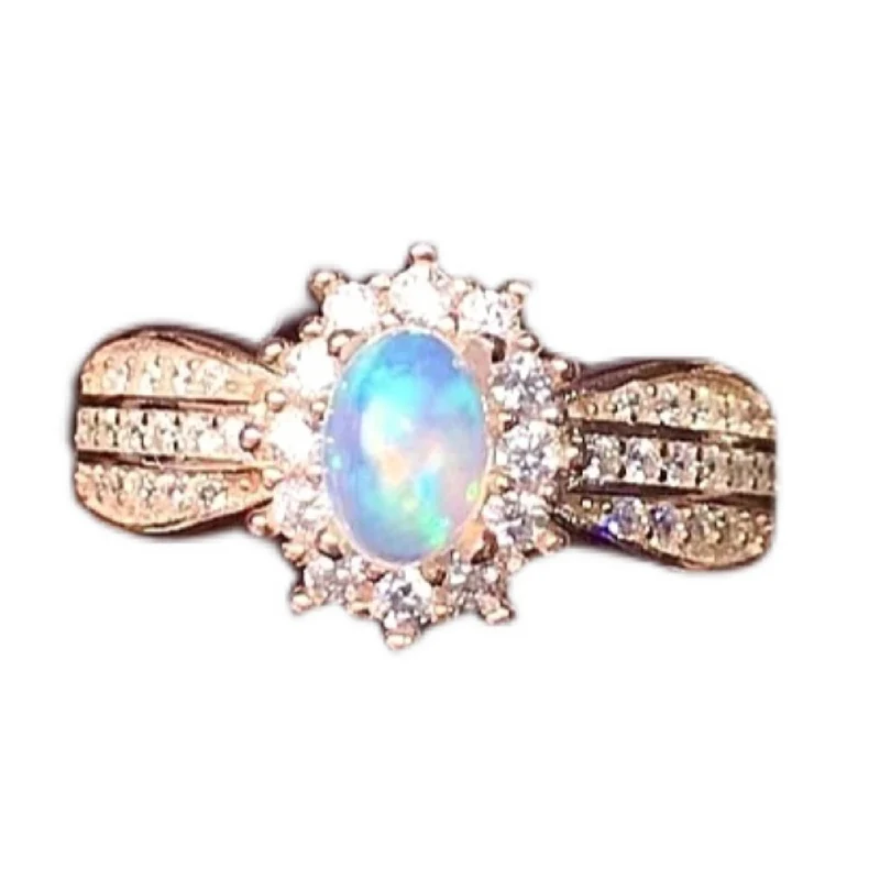 Dazzling Silver Opal Ring for Daily Wear 4mm*6mm 100% Natural Opal Silver Ring 925 Sterling Silver Opal Jewelry