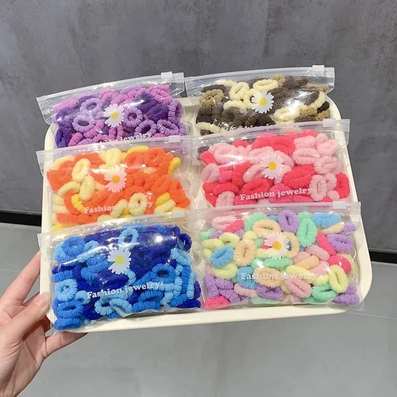 100Pcs Hair Bands for Children Cute Baby Hair Ties Rops Elastic Rubber Band Kids Colorful Nylon Scrunchie Girls Hair Accessories