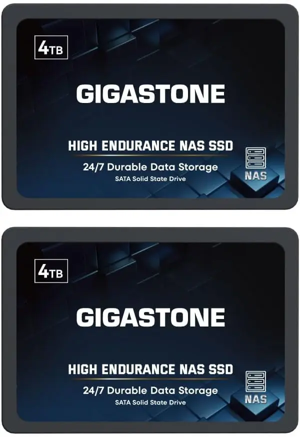Gigastone 4TB High Endurance SSD (2-Pack) Up To 530MB/s SLC Caching 24/7 Reliable for Gaming/PC/NAS SSD 5-Year Warranty 2.5" SATA Internal Solid State Drives RAID Disk