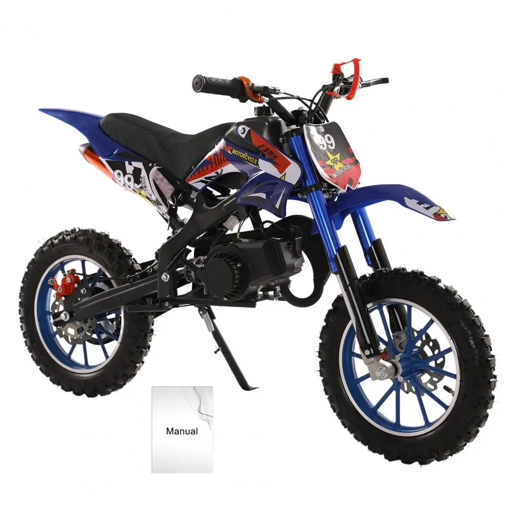 AliExpress NONE 49cc 2-Stroke Dirt Bike, Off Road Mini Motorcycle, Pocket Motorbike with Front Rear Disc Brakes, Racing Max Speed 40KM/H (Blue)