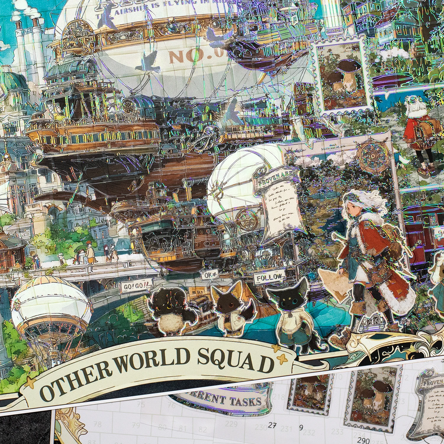 Kawaii Floating ship  3D Magic Bookstore Landscape Sticker  DIY Pocket Cabin Scene festival gift