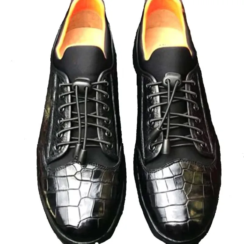 

chue Men crocodile leather elastic laces comfortable men shoes