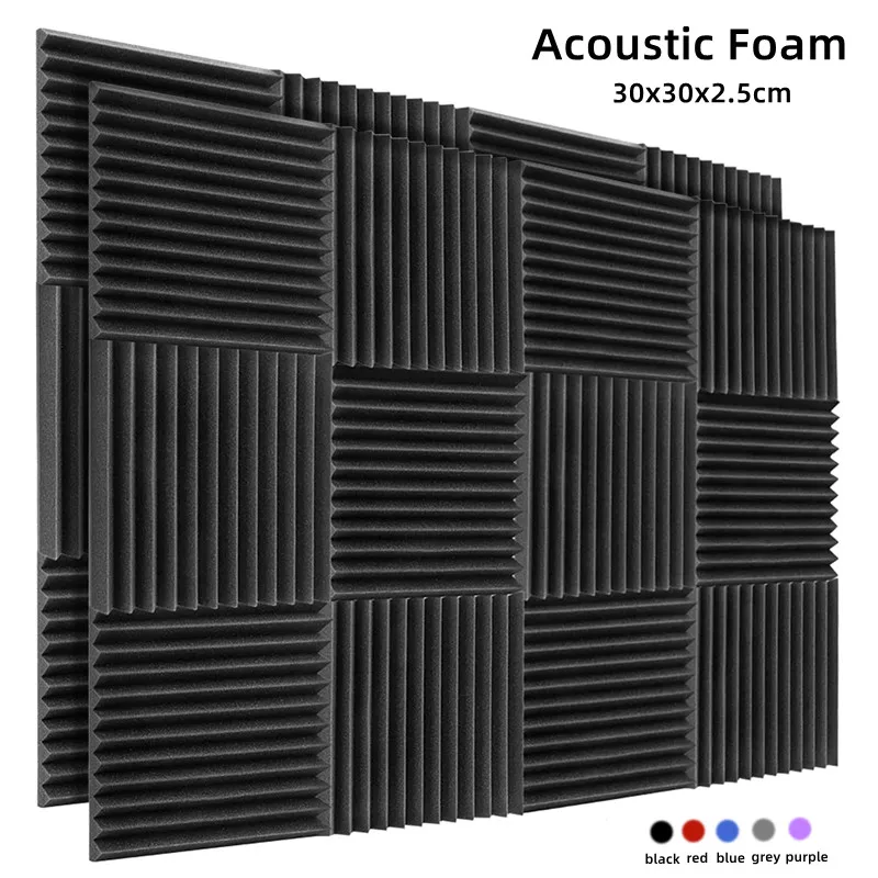 12/24 Pack 300x300x25mm Acoustic Foam Studio Soundproofing Panels Sound Absorption Sound Insulation Panels for Home Studio