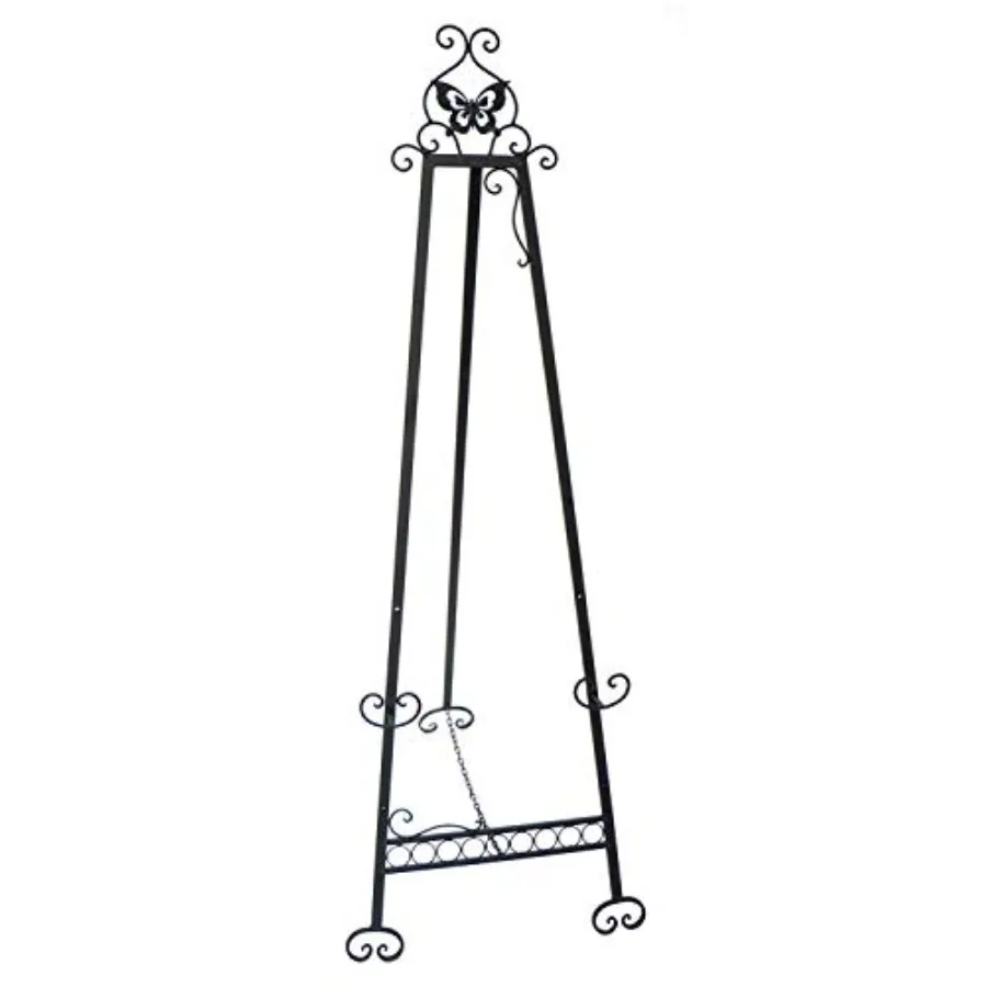

Decorative Metal Easel Stand Adjustable Floor Display for Art Pieces Signs Mirrors and Chalk/Dry Erase Boards - 61" Tall Antiqu