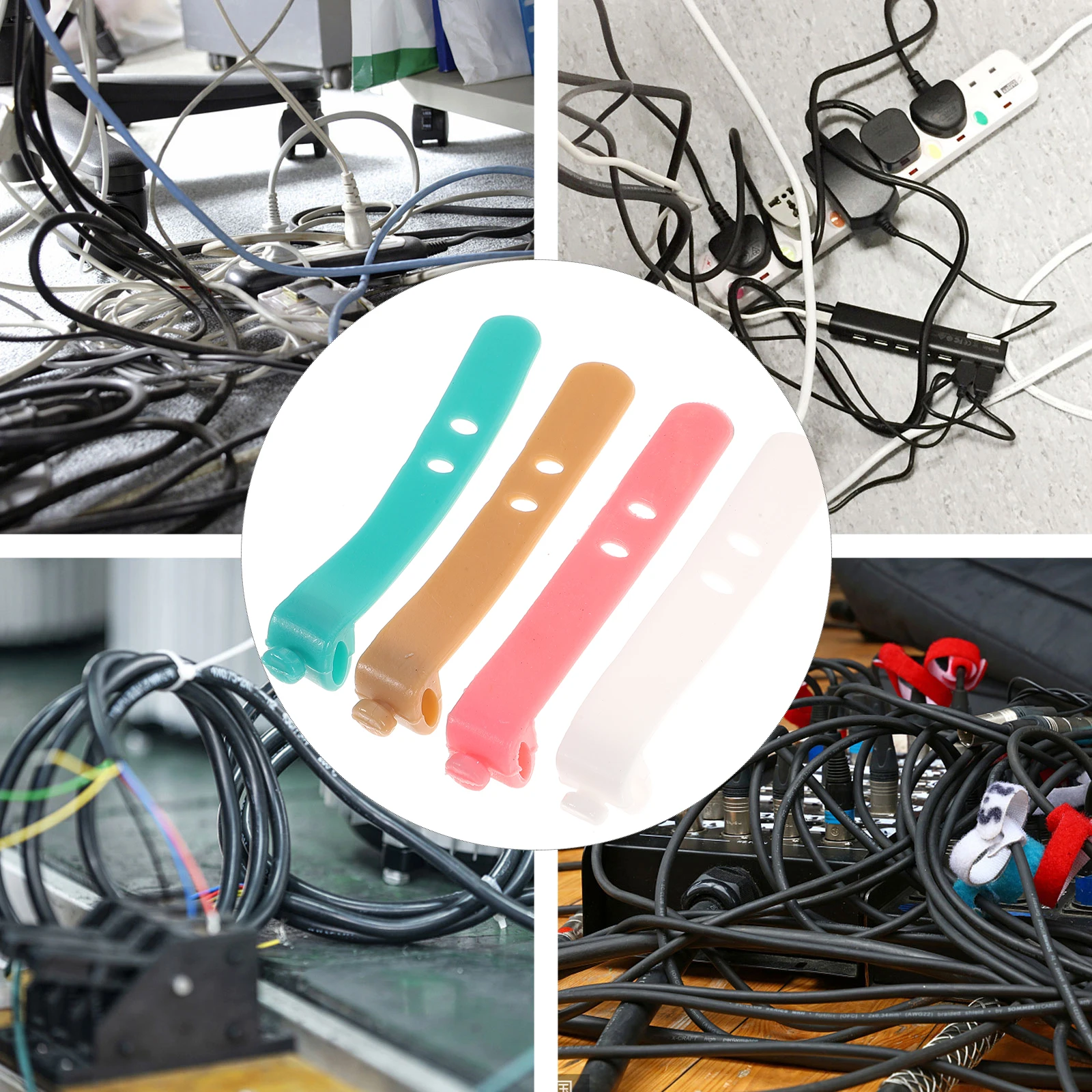 

16 Pcs Cable Tie Cord Management Silicone Winder Ties Dust-proof Wrap Organizer