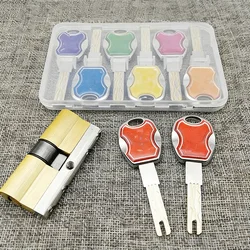 C-Class Colorful Key Six Track Lock Cylinder AB Key Anti-Theft Pure Brass Gate Door Lock Handle Bedroom Extended