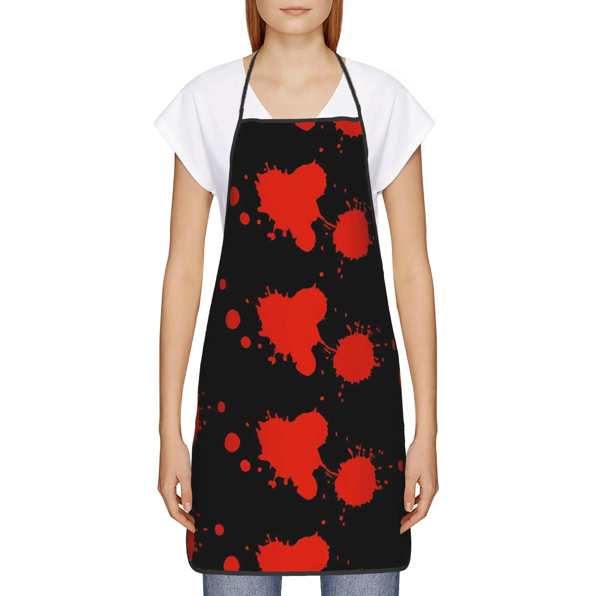 Blood Splatter Blood Stain(1) Apron  Household Manicure Kitchen Accessories Restraunt Fashionable Aprons without Pocket