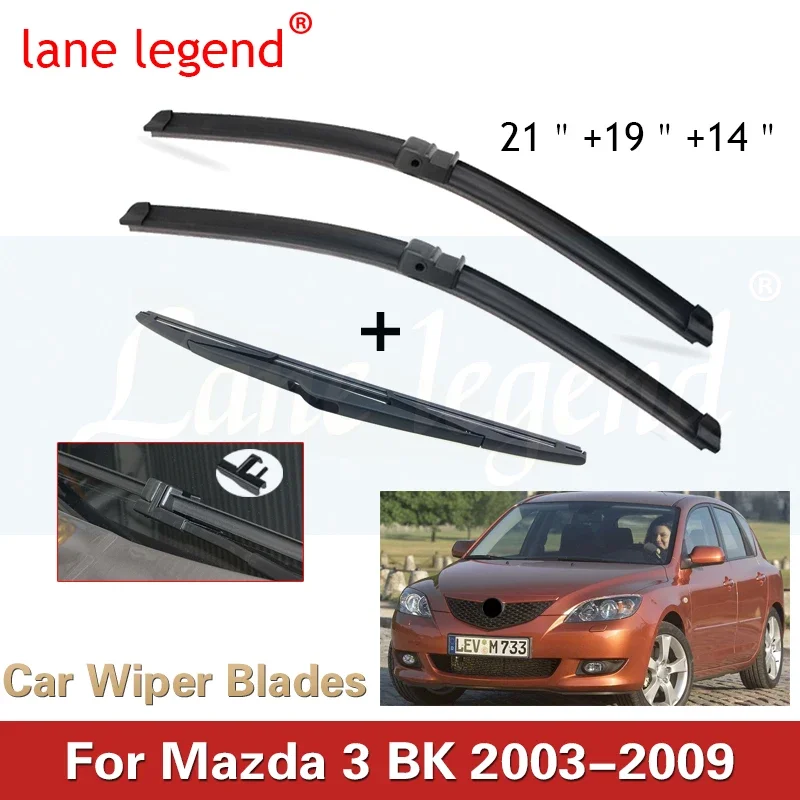 

Car Windshield Windscreen Wiper Blades For Mazda 3 BK 2003-2009 2005 2006 2007 Front Rear Window Car Accessories 21" 19" 14"