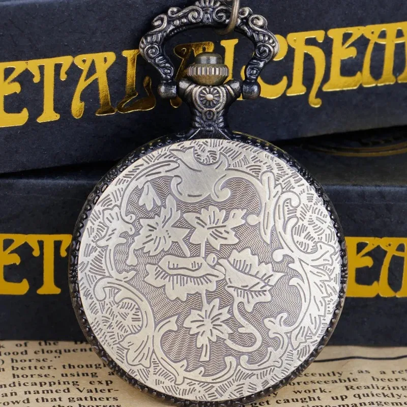 البرونزية ساعة جيب كوارتز النار التنفس الله الوحش نمط العربية الرقمية قلادة قلادة ساعة فوب سلسلة ساعة نسائية للرجال