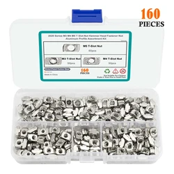 160PCS 2020 Series M3 M4 M5 T Slot Nut Set Hammer Head Nut Fasteners Profile Connector T-nut Accessories Kit