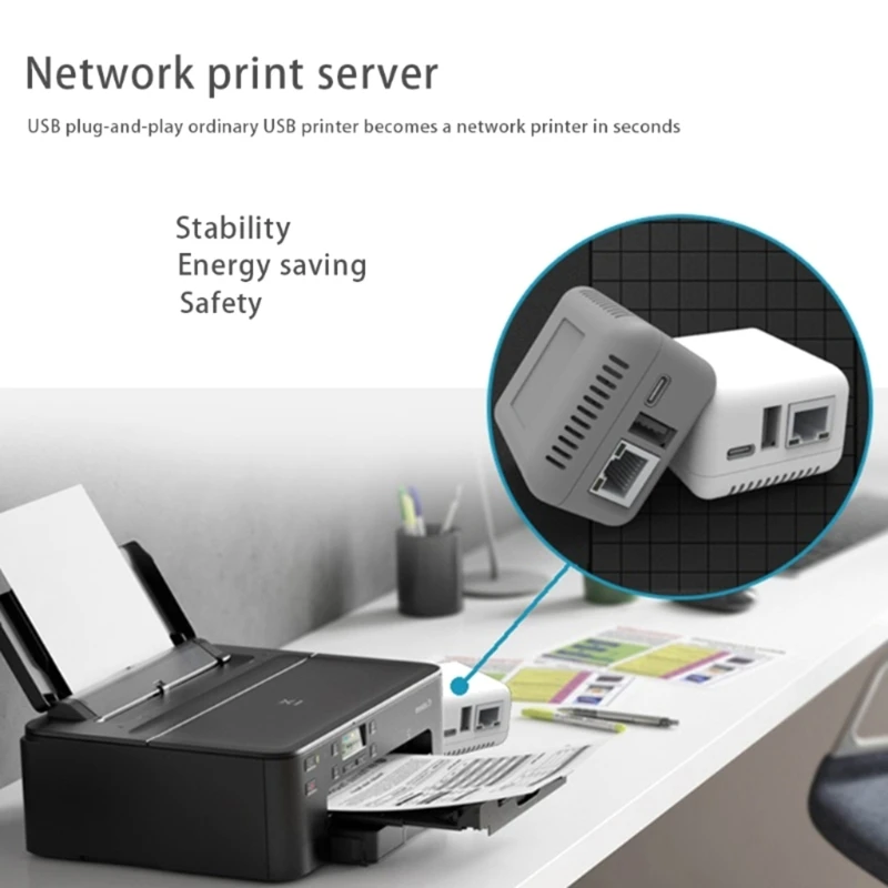 EU PLUG NP330 Net-work USB 2.0 Print Server USB2.0 Mini Printer Server 100Mbps RJ45 Connection for Androids Phones Computer