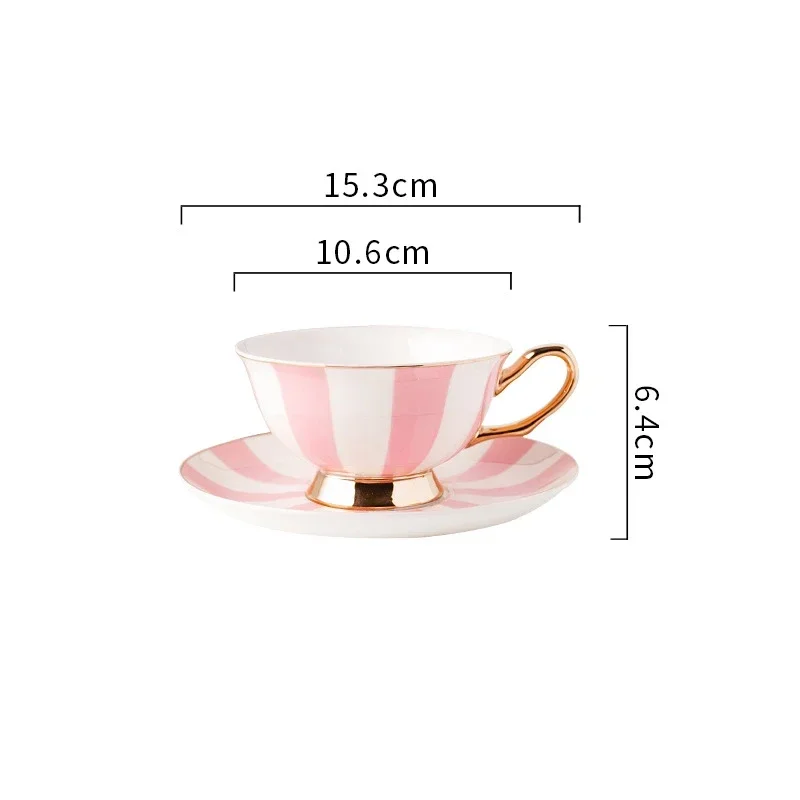 Pink Ceramic Coffee Tea Cup with Saucer Ceramic Coffee Cup Set British Afternoon Tea Mug Water Milk Latte Cups Kitchen Drinkware