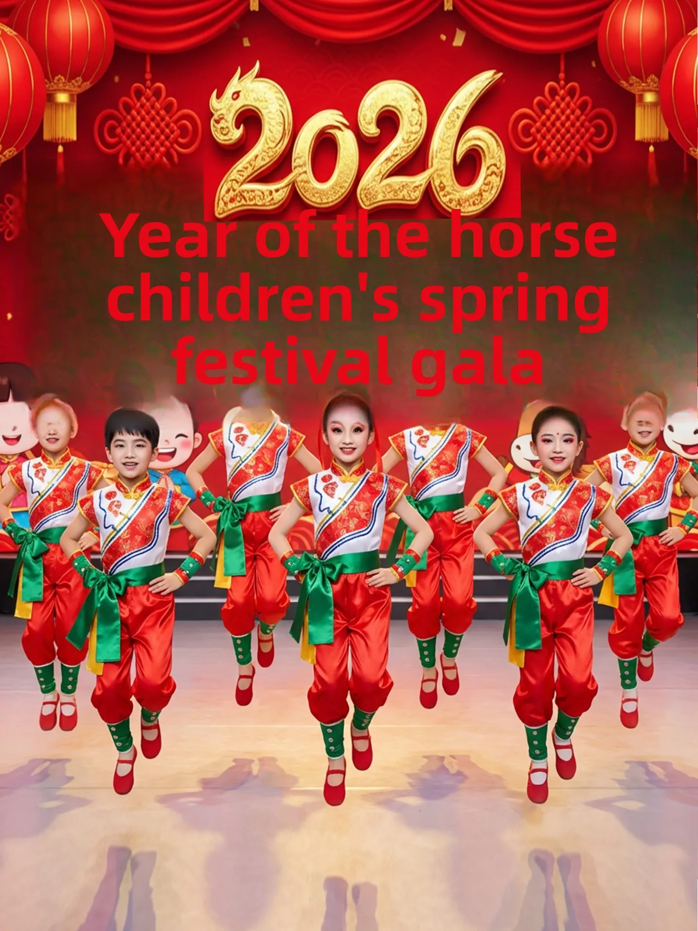 

Cheerful Children's Dance Performance Costume Red New Year Spring Festival Waist Drum Na Zha Drumming Festive National Stage ...