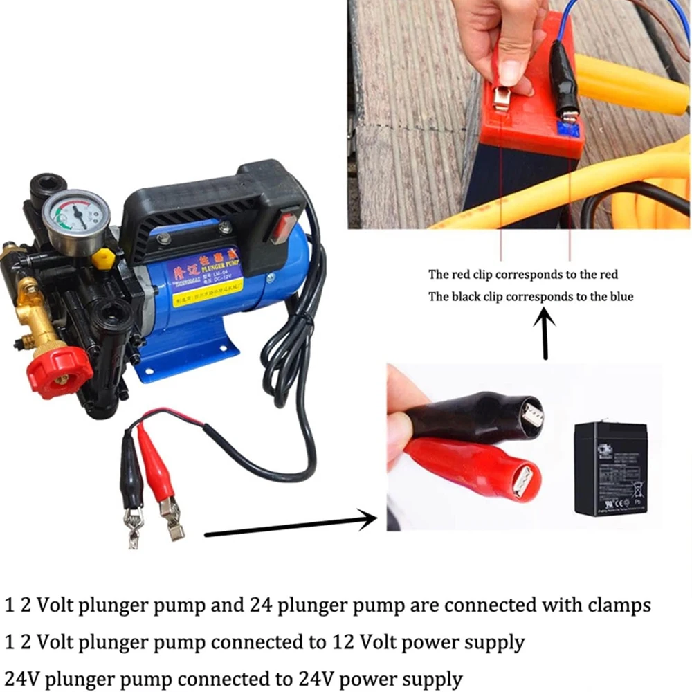 Agricultural Electric High Pressure Pump Spraying Watering Car Wash Irrigation Double Cylinder Piston 12V/24V/48V/60V/220V