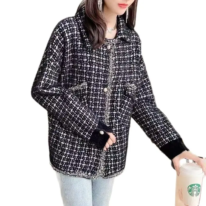 

Autumn And Winter New Temperament Ladies Wind Casual Overcoat Loose Joker Slim Button Pocket Lapel Short Simple Outerwear