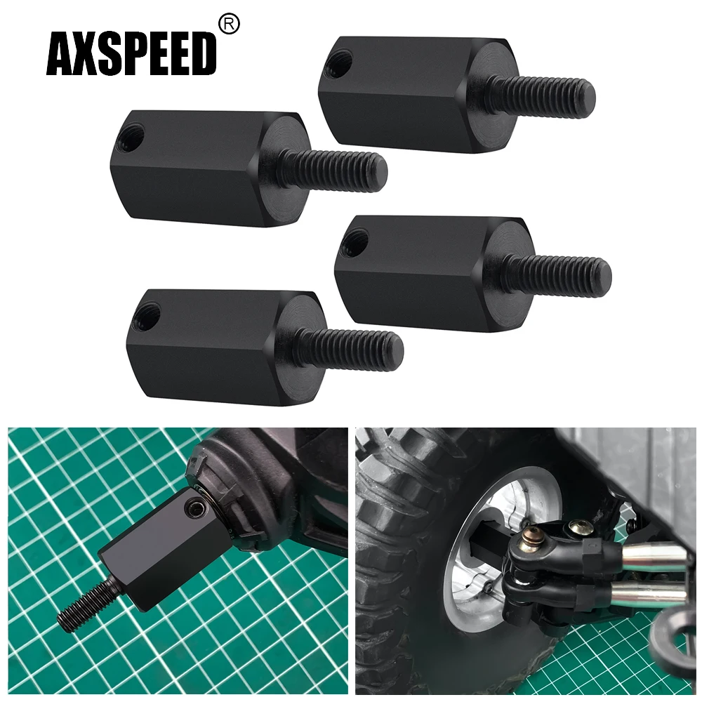 AXSPEED 4Pcs 20mm Wider Wheel Axle Hex Extended Adapter Coupler for Axial SCX6 AXI05000 Wrangler 1/6 RC Crawler Car Upgrade Part