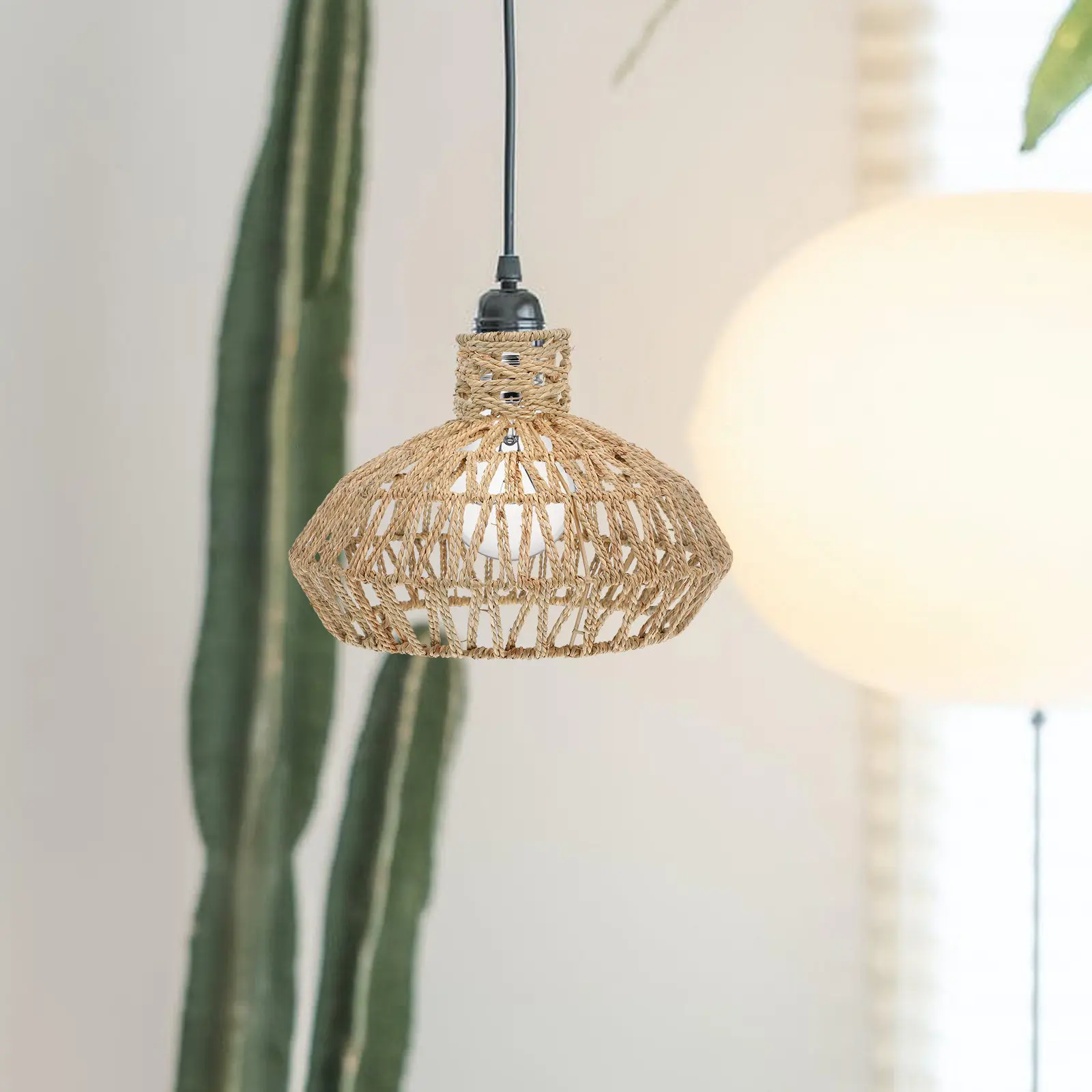 

Handcrafted Woven Basket Pendant Light Shade Natural Straw Lampshade for Indoor Ambient Lighting Decor Woven Lampshade