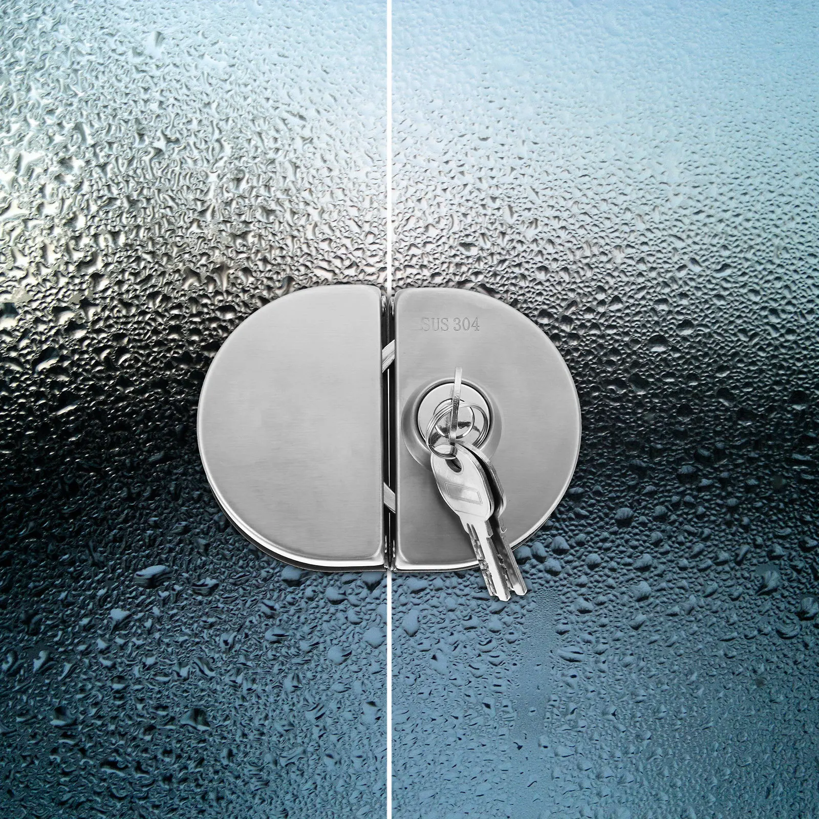 

Double Door Lock For 10-12Mm Thick Glass Swing Sliding Doors Stainless Steel Heavy Duty Latch No Drill Anti-Theft