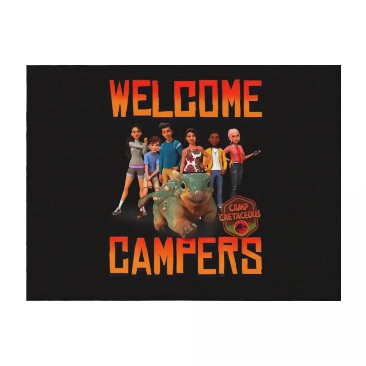 

Jurassic World Camp Cretaceous Welcome Campers Group T Shirt Throw Blanket Extra Large Throw Baby Sleeping Bag Blankets