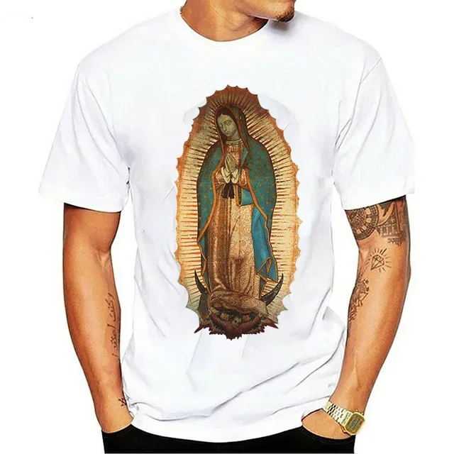 Our Lady of Guadalupe Virgin Mary The Madonna Religious Graphic T-Shirt Summer Men Short Sleeve O-Neck Unisex T Shirt New