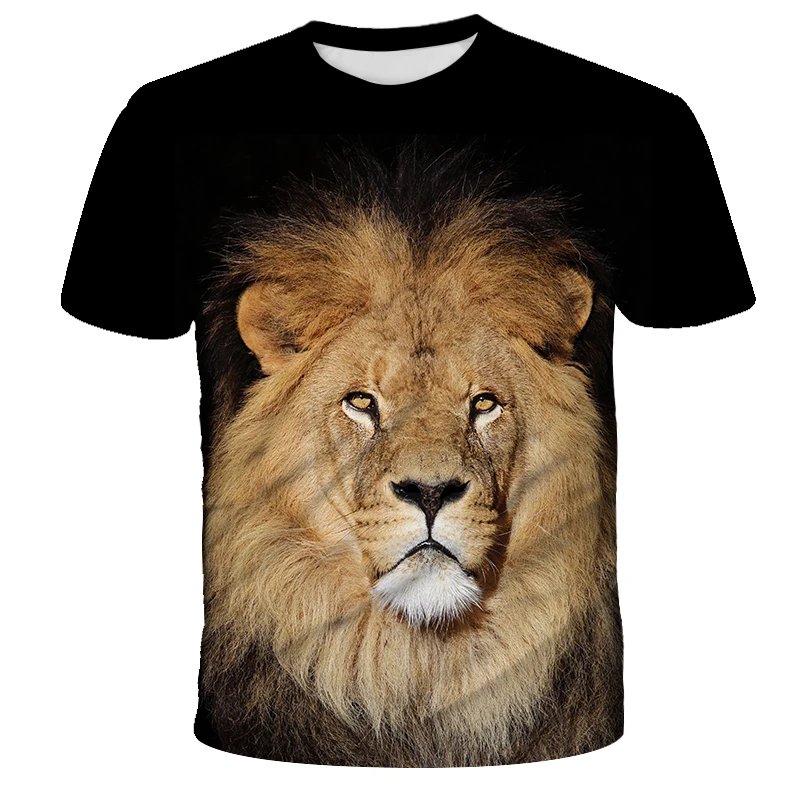 New Personality Lion Men\'s 3d Printing Short-sleeved T-shirt Summer Hip-hop O-neck Casual Sports Breathable Light Fitness