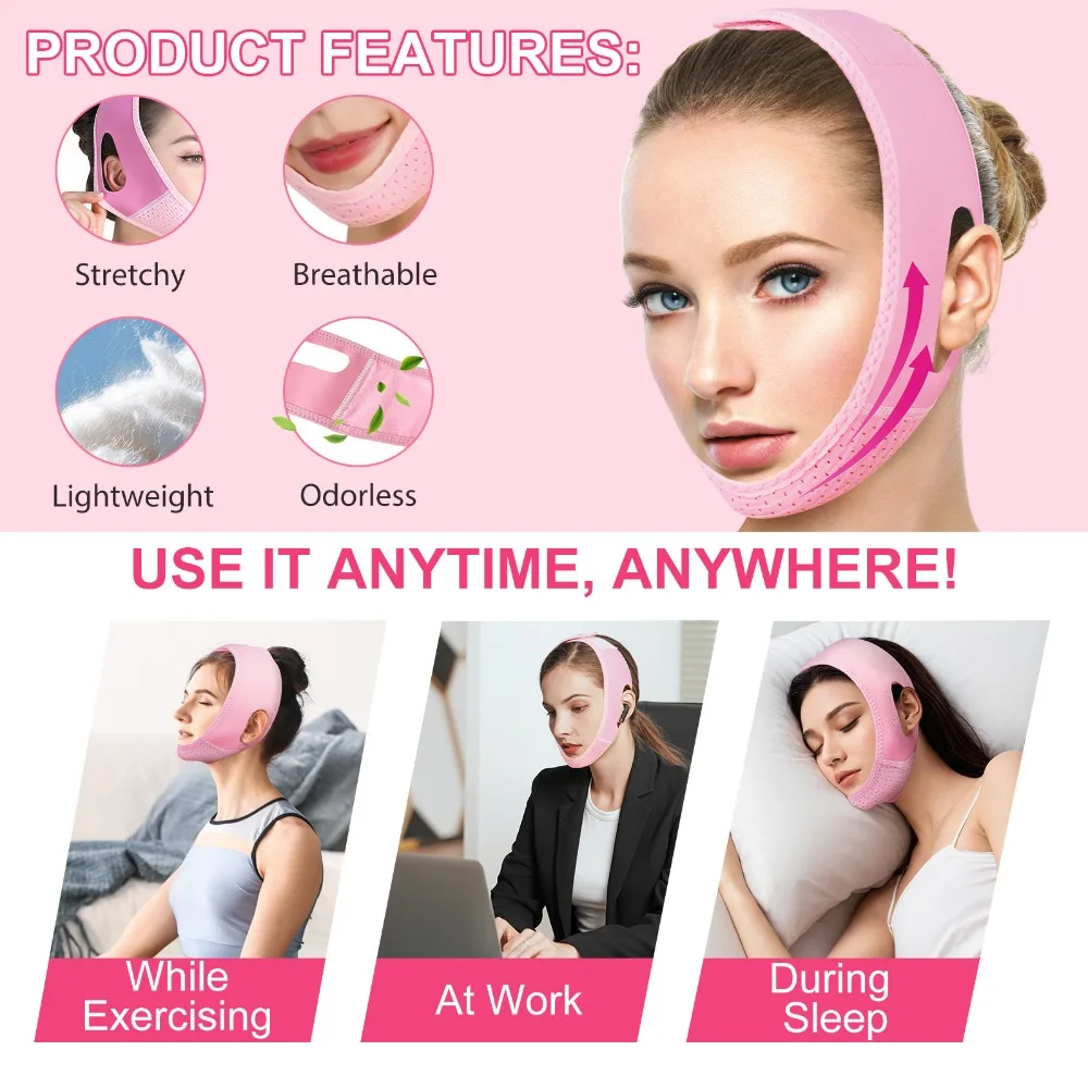 Breathable Face Slimming BANDAGE Chin Cheek Lift UP เข็มขัดผู้หญิง V Line Face Shaper นวดหน้าสายคล้อง Skin Care เครื่องมือความงาม