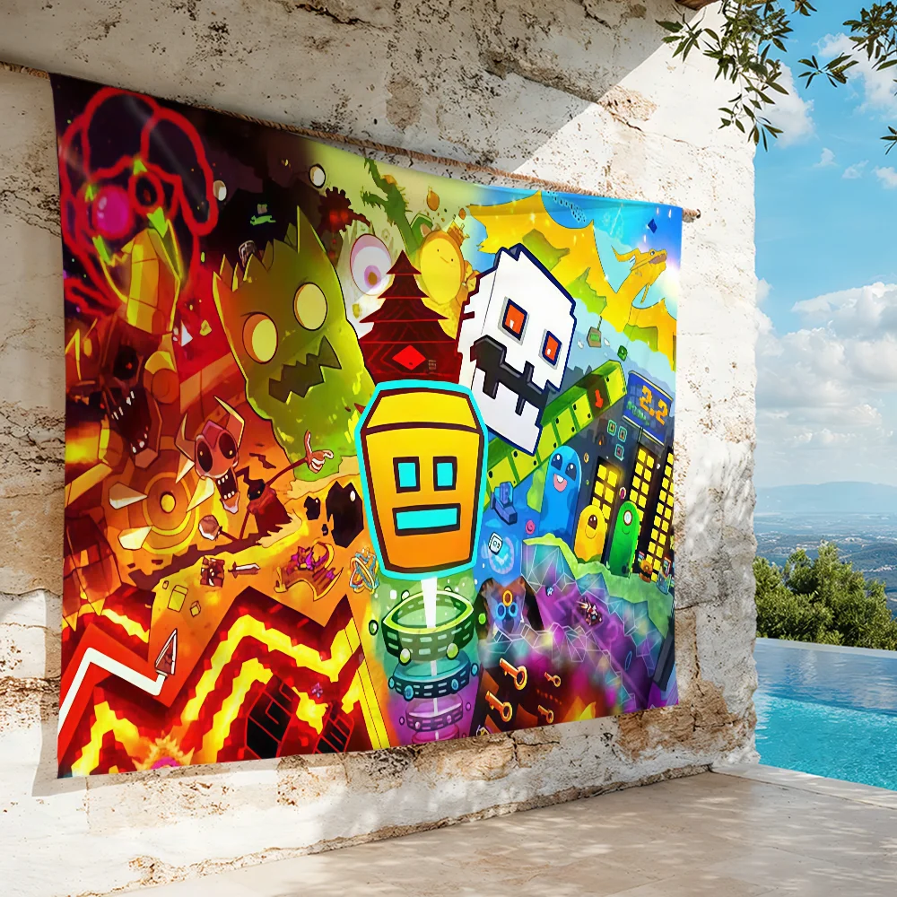 Game Geometry Dash flag For Decoration Outdoor Picnic  Hanging Home Camping Party Banner