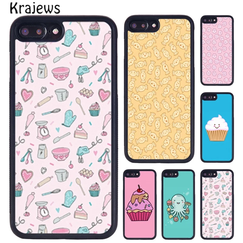 Krajews Kawaii Cupcake Sweet Heart Phone Case For iPhone 16 15 14 X XR XS 11 12 mini 13 Pro MAX Plus cover shell coque