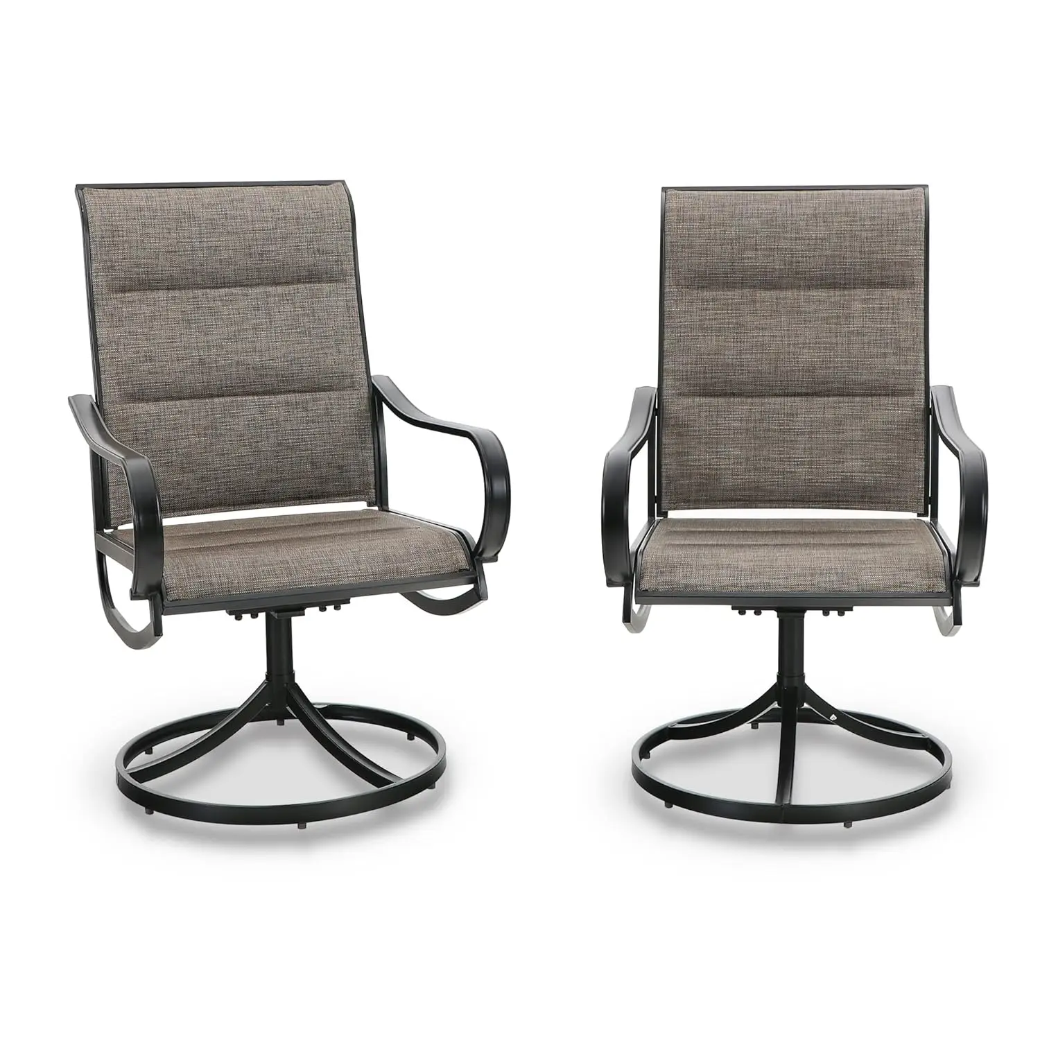 

Комплект из 2 уличных поворотных обеденных стульев для патио, всепогодные стулья для патио с мягким текстильным сиденьем и металлическим каркасом, на заказ