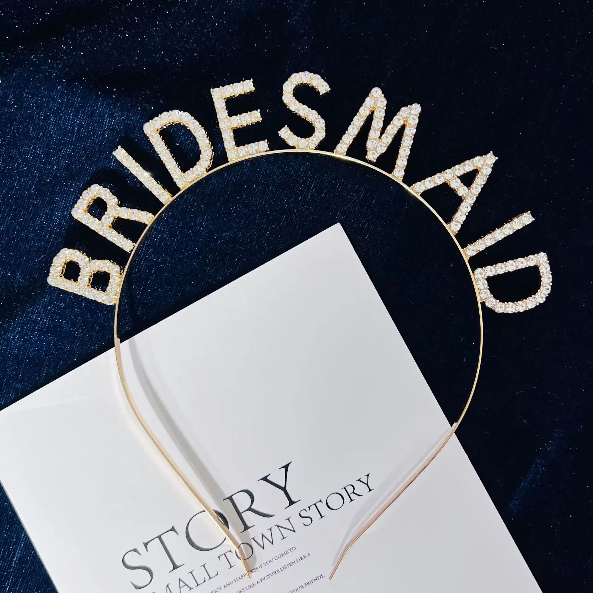 Criativo alfabeto dama de honra headpiece-noiva smaid completo strass bandana hairband festa de casamento acessórios para o cabelo