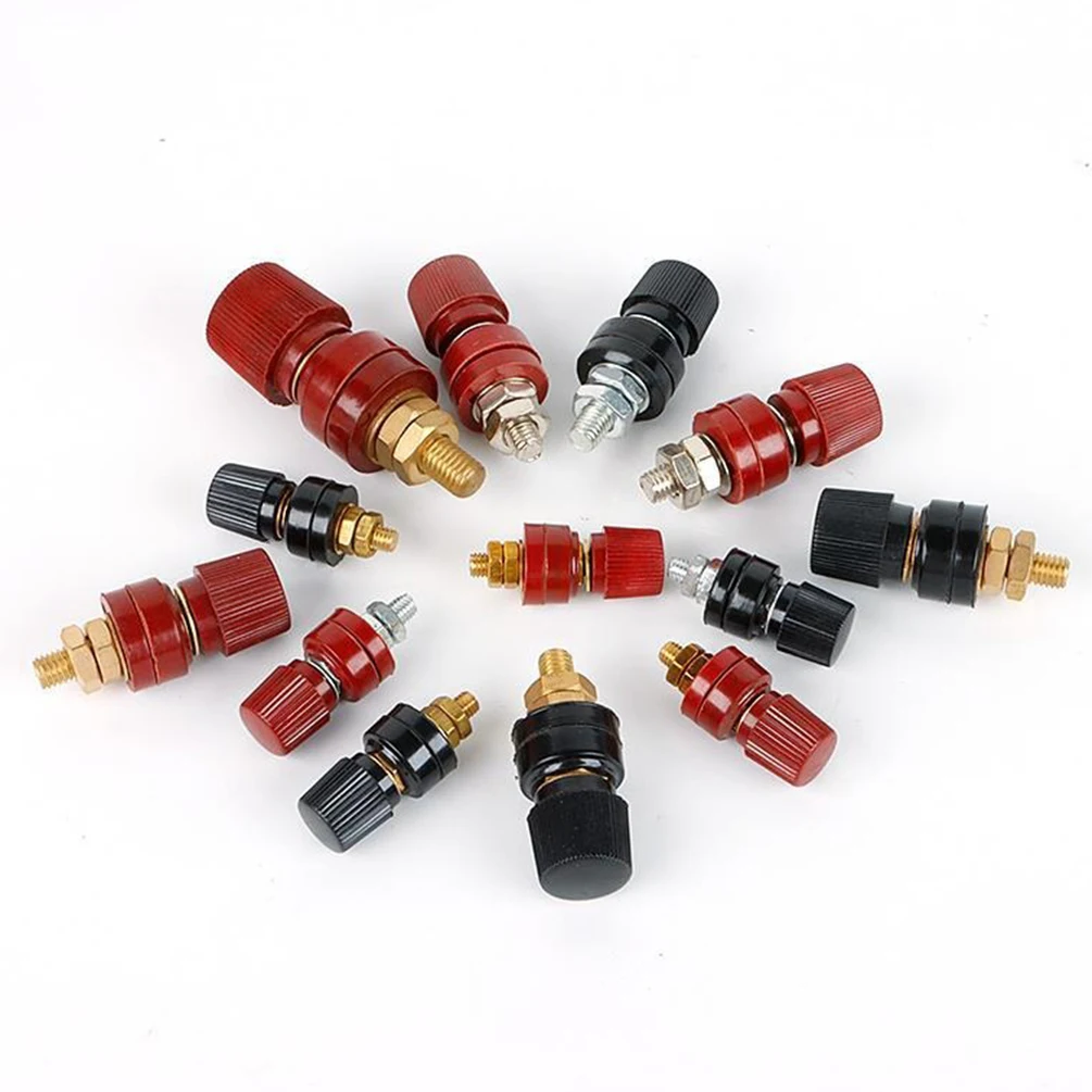 2PCS Black Red Battery Terminal Connectors Copper Welding Machine Accessories, High Current Screw Type Power Connectors