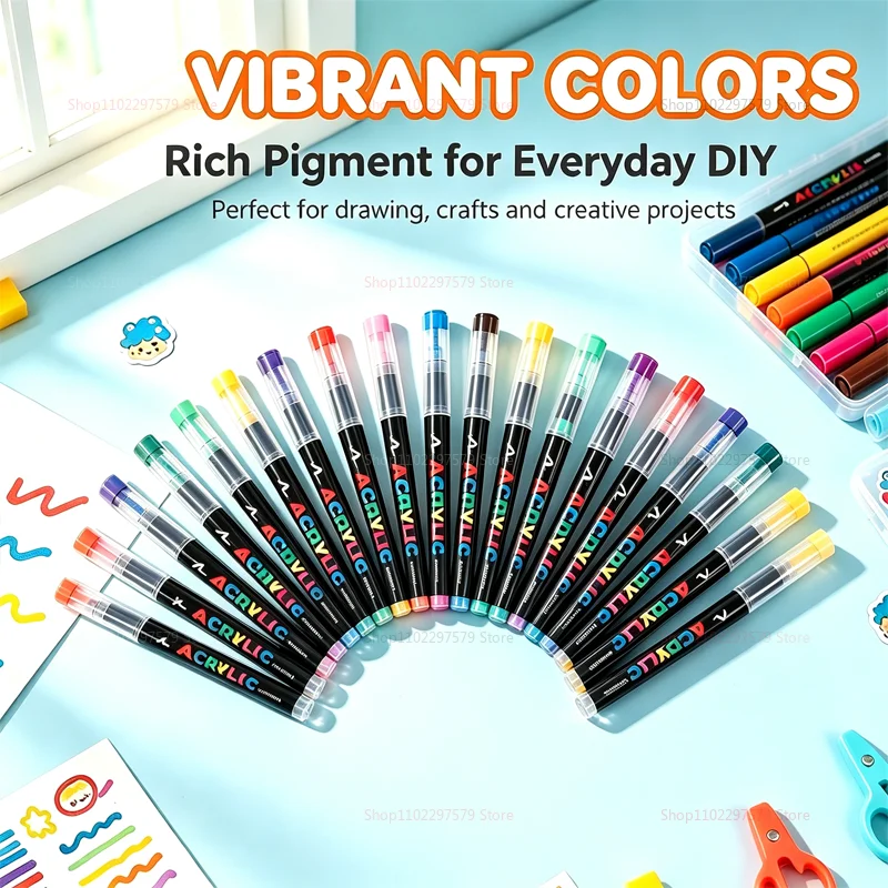 12-36 Colors Acrylic Paint Pen Markers Acrylic Felts Brush Tip Paint Markers For Wood Rock Painting Canvas Gift DIY Crafts