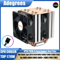 6 Heat Pipe X99 CPU Cooler 4Pin PWM PC Air Cooler for Intel LGA 1700 1200 1366 1150 1151 1155 2011 X79 AM3 AM4 AM5 Ventilador