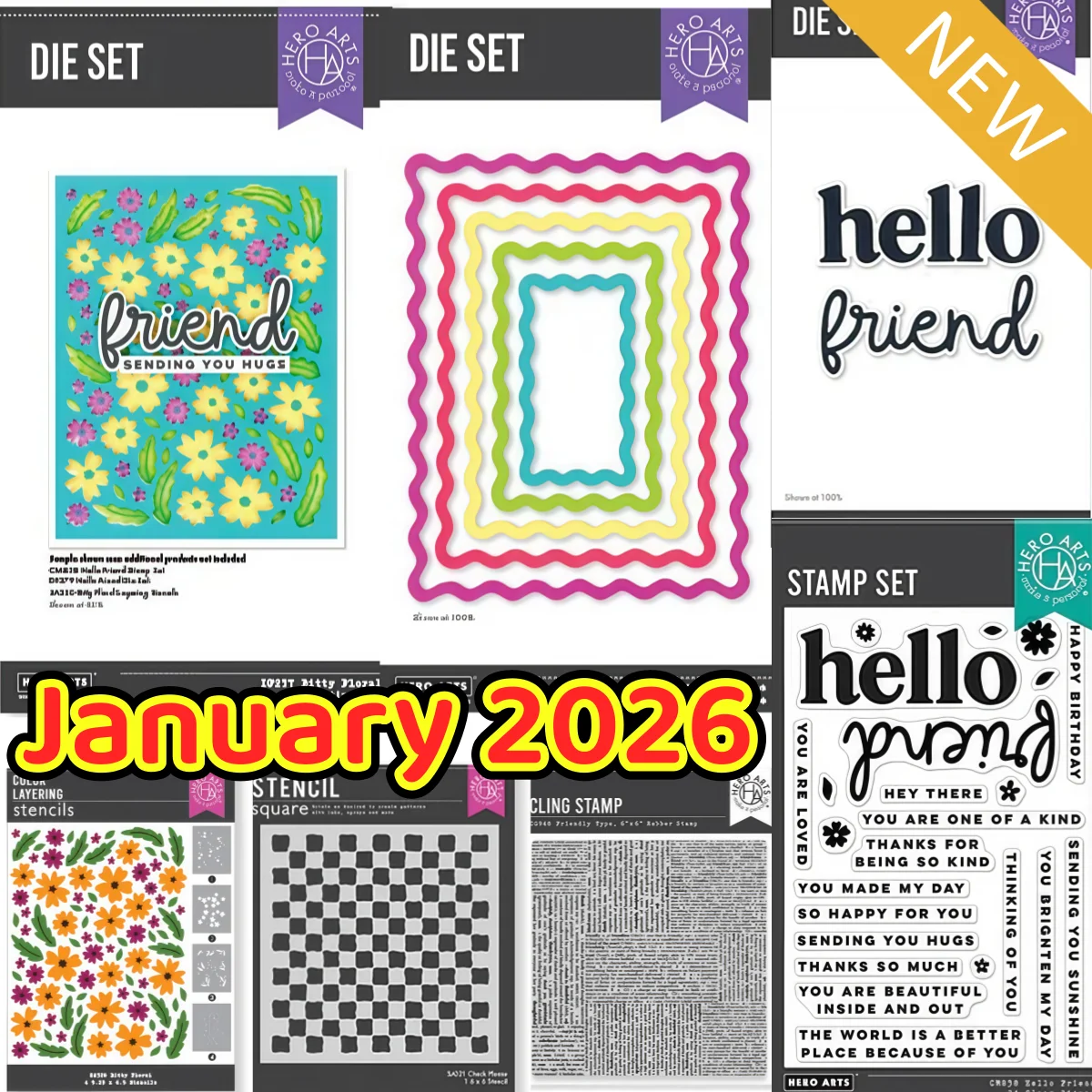 

2026 New Spring Flower Mini Notecard Post Box Metal Cutting Dies Clear Stamps Stencil For DIY Scrapbook Paper Decoration January