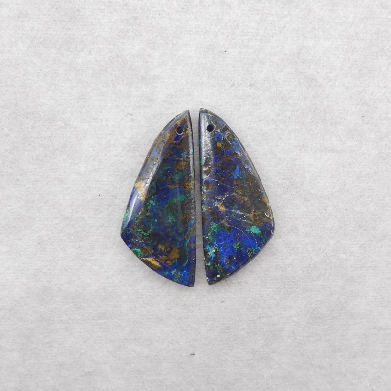 Handmade Natural Gemstone Blue Azurite Earring Beads 37x16x5mm 8.1g for Jewelry Making And Crafting Supplies
