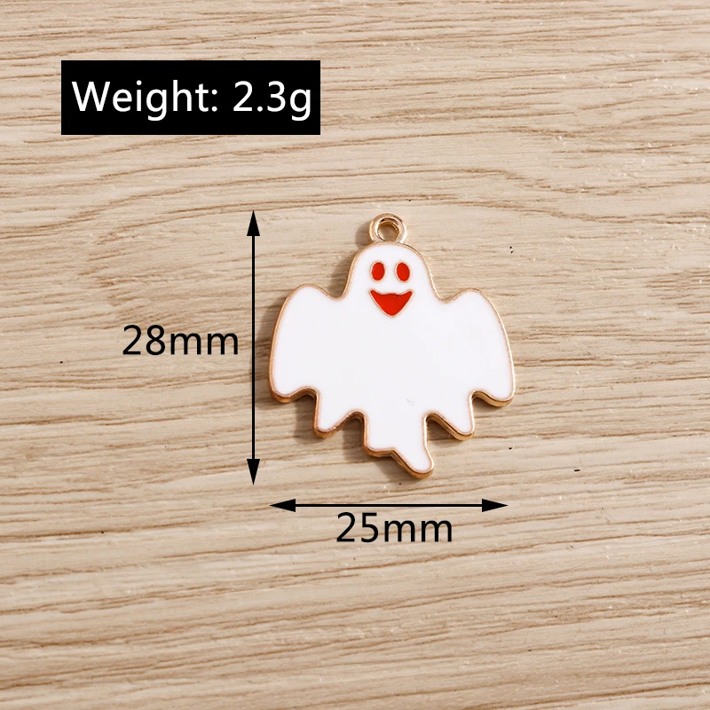 10 Stück 25x28mm Cartoon-Emaille Halloween-Fledermaus-Anhänger für Schmuckherstellung, Ohrringe, Halsketten, Armbänder, DIY-Bastelzubehör – Detail 1