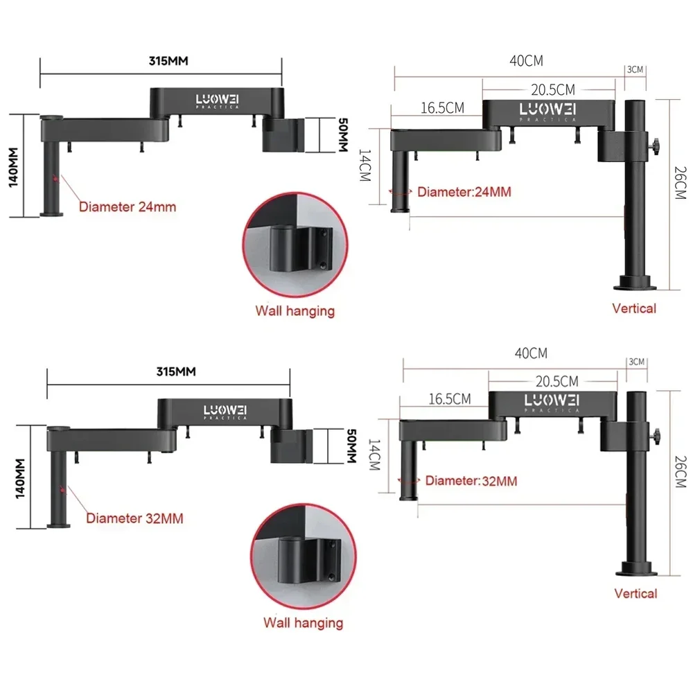 Luowei LW-017 staffa per microscopio rotante braccio 360 ° universale flessibile pieghevole regolabile sollevamento fisso staffa per forgiatura in
